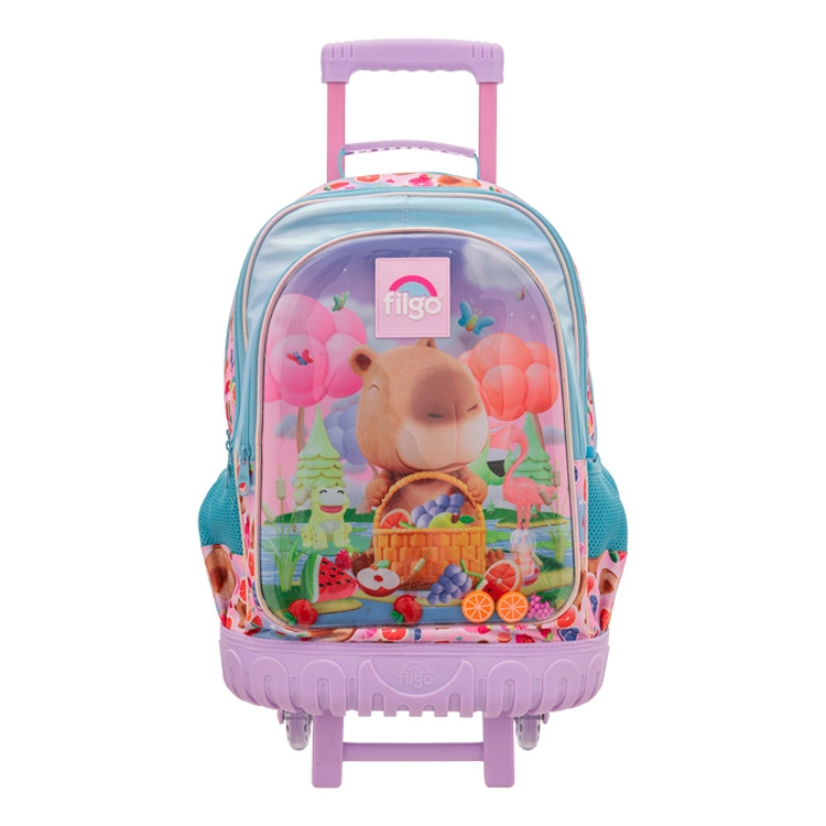Mochila Escolar Filgo 2026 3D 18" Capibara Con Carro Art.MO26-T3D-308